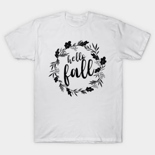 Hello Fall Pretty Floral Design T-Shirt